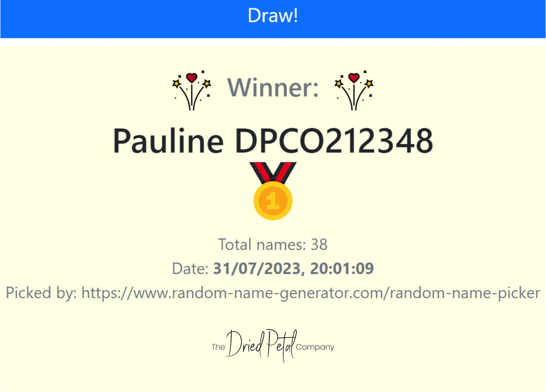 Our first prize draw winner!