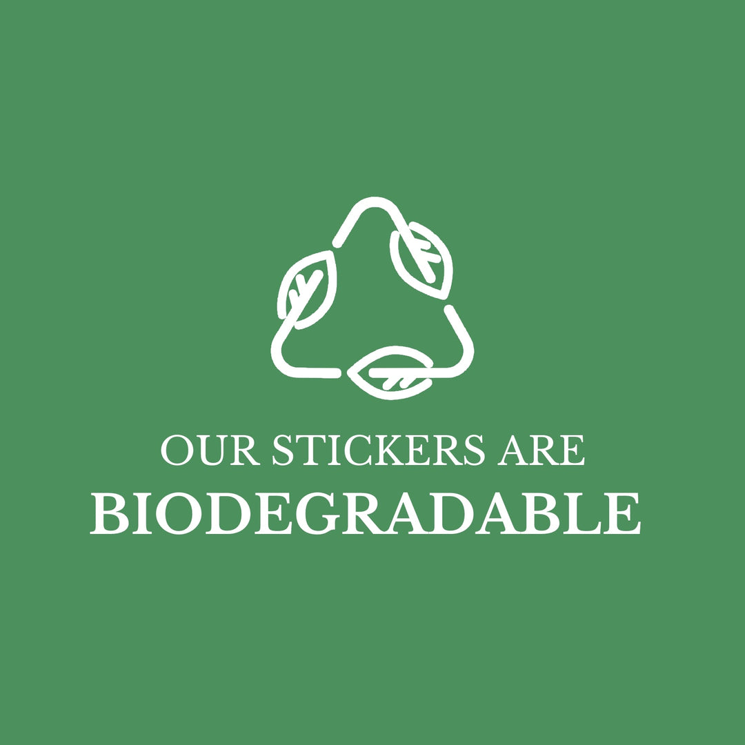 Biodegradable Personalised Glossy White Stickers Cosmopolitan Initials Wedding Sticker