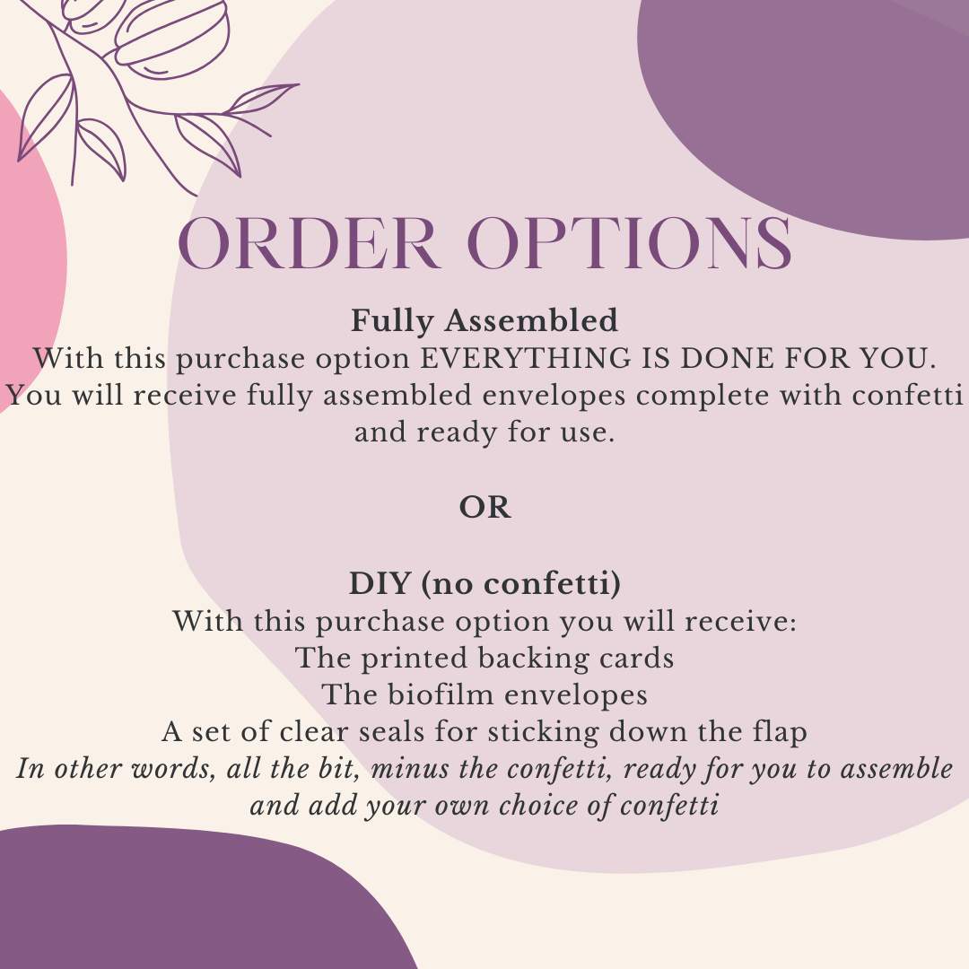 Personalised Boho Chic Confetti Envelopes Eco-friendly Biodegradable