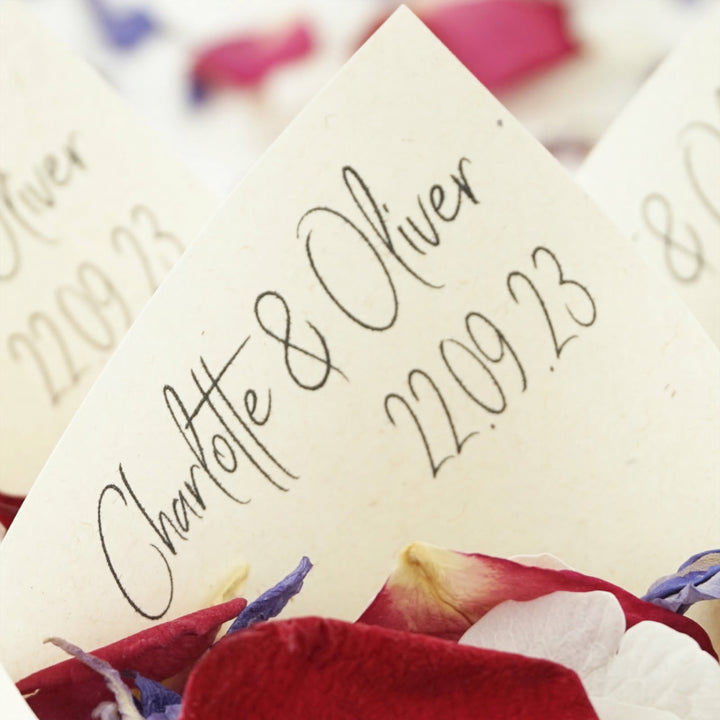 Handcrafted Personalised Boho Chic Wedding Confetti Cones