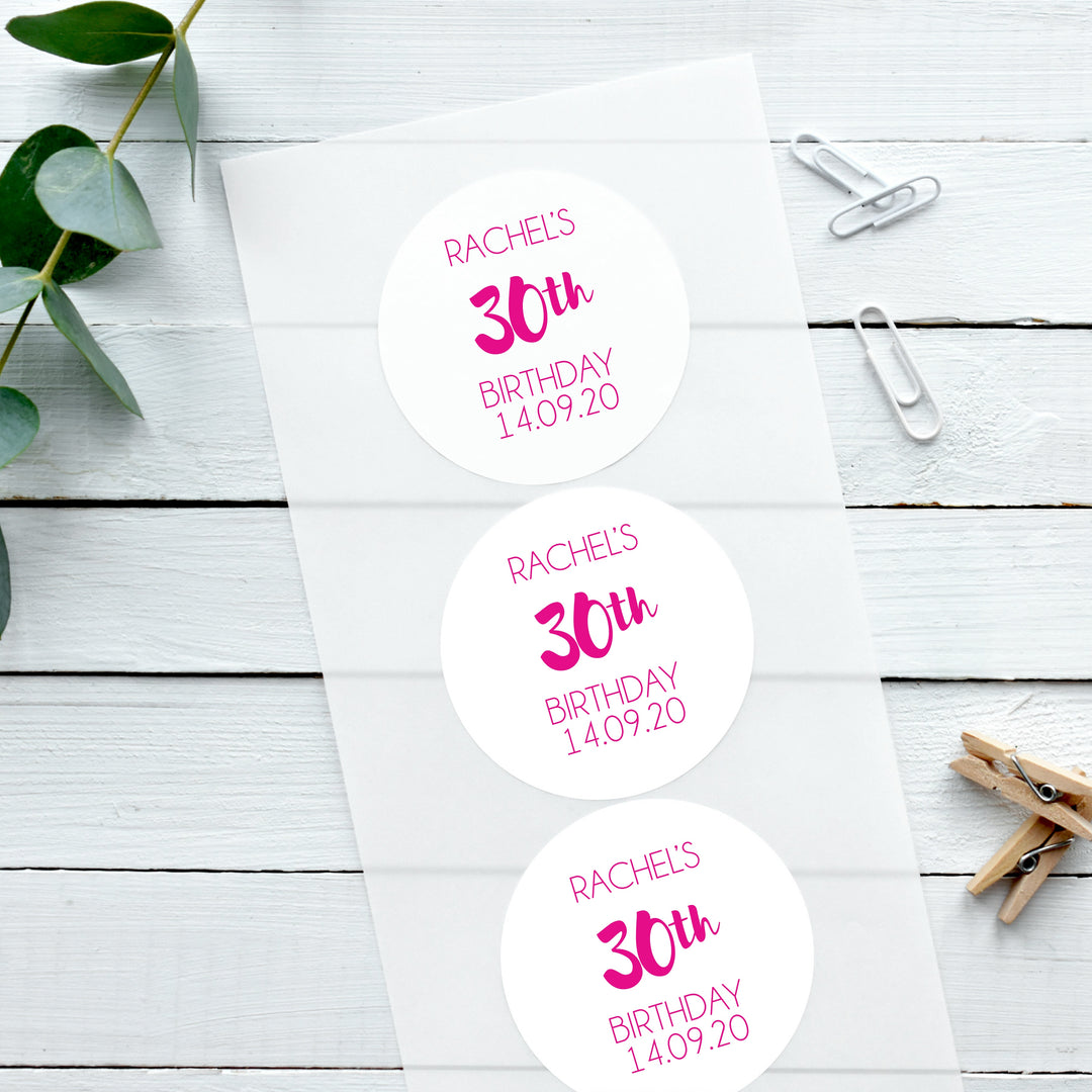 Personalised Glossy White Stickers Birthday Numbers Birthday Sticker