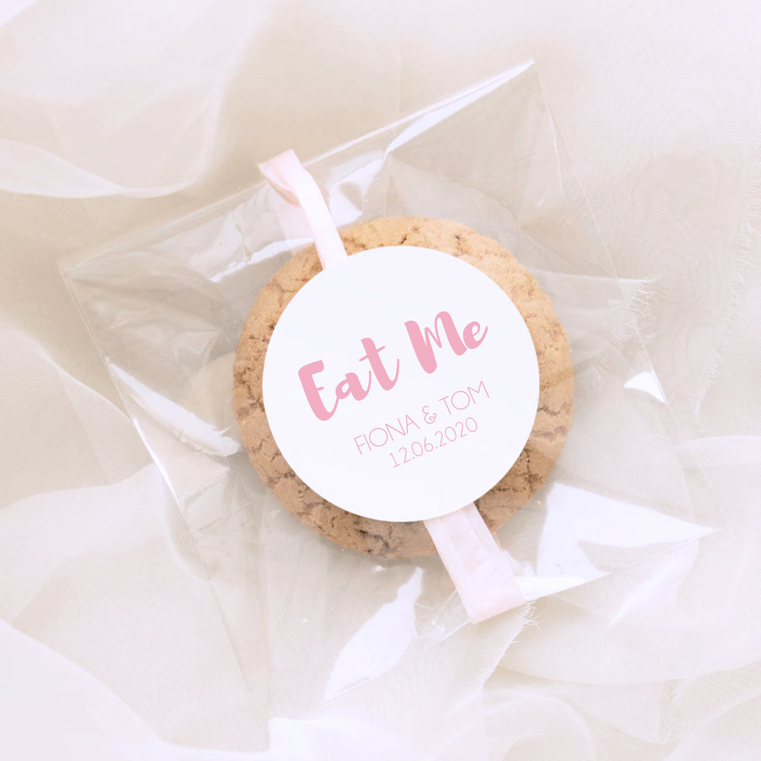 Personalised Glossy White Stickers Eat Me Wedding Sticker Favour Label