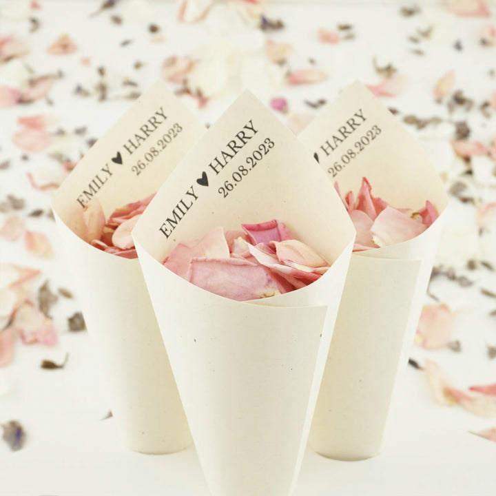 Handcrafted Personalised Happily Ever After Wedding Confetti Cones