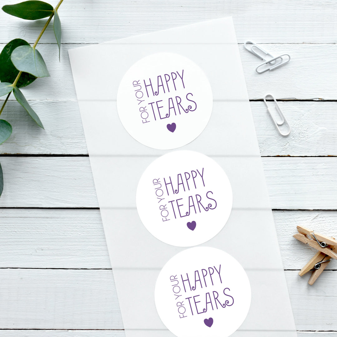 Biodegradable Glossy White Stickers Happy Tears Wedding Sticker Favour