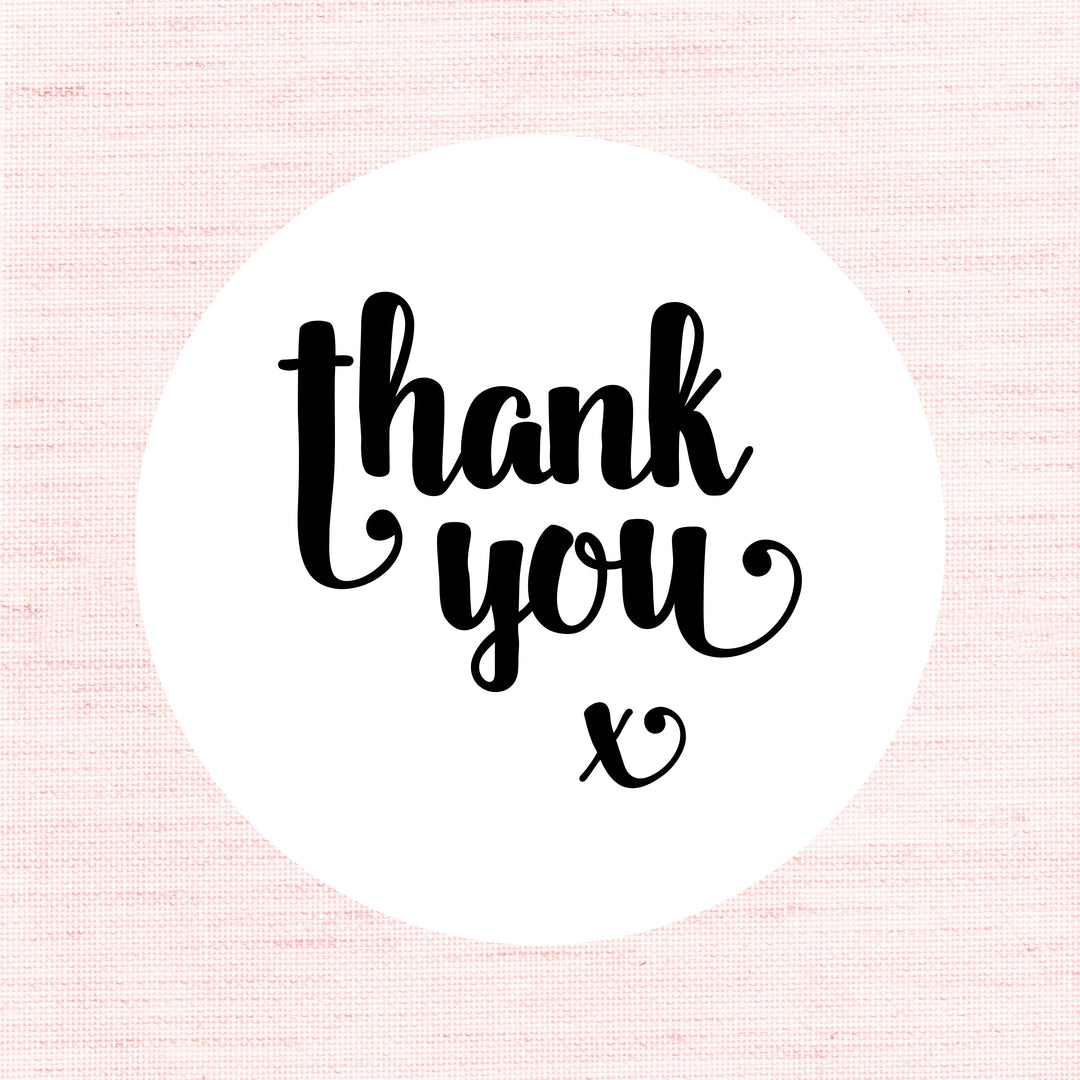 Biodegradable Glossy White Stickers Kisses - Thank You Wedding Sticker