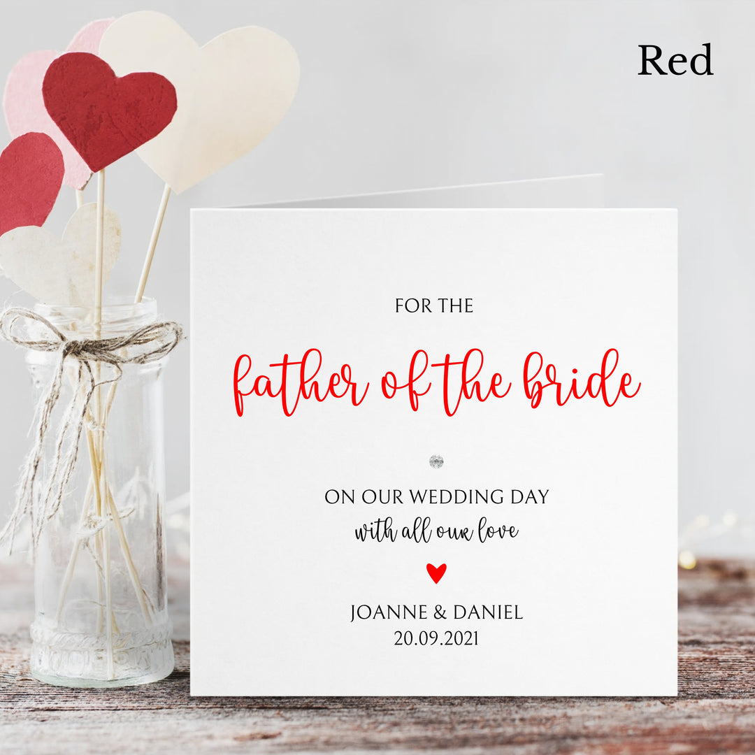 Personalised Love Heart Father of the Bride Wedding Day Card