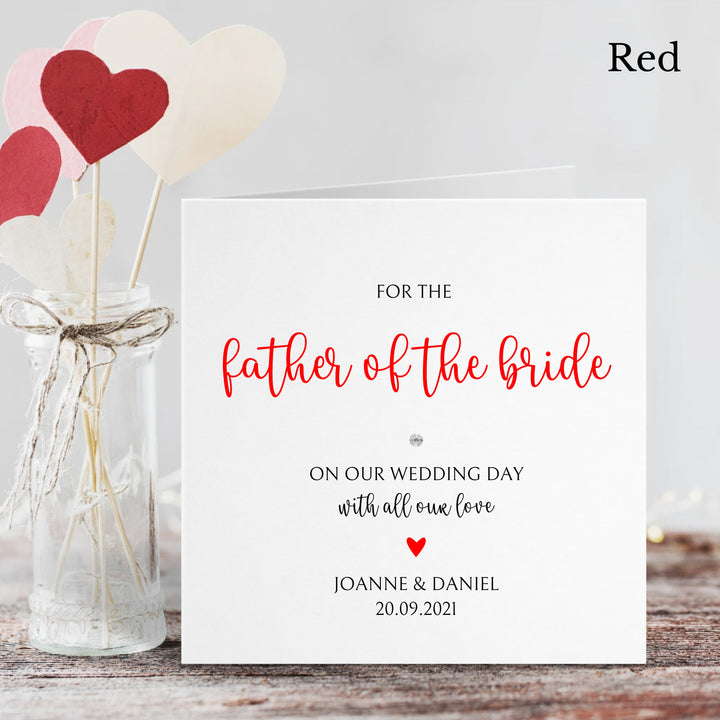 Personalised Love Heart Father of the Bride Wedding Day Card
