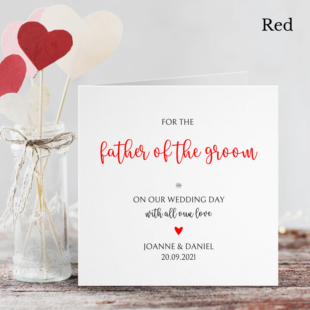 Personalised Love Heart Father of the Groom Wedding Day Card