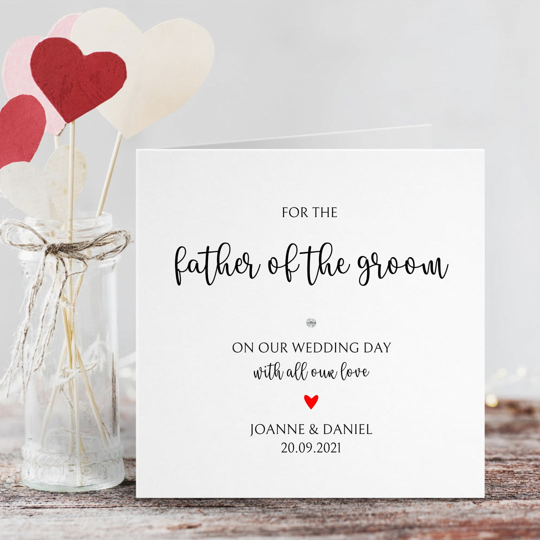 Personalised Love Heart Father of the Groom Wedding Day Card