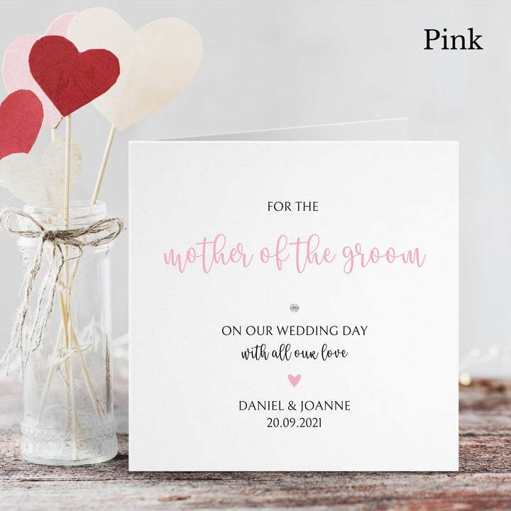 Personalised Love Heart Mother of the Groom Wedding Day Card
