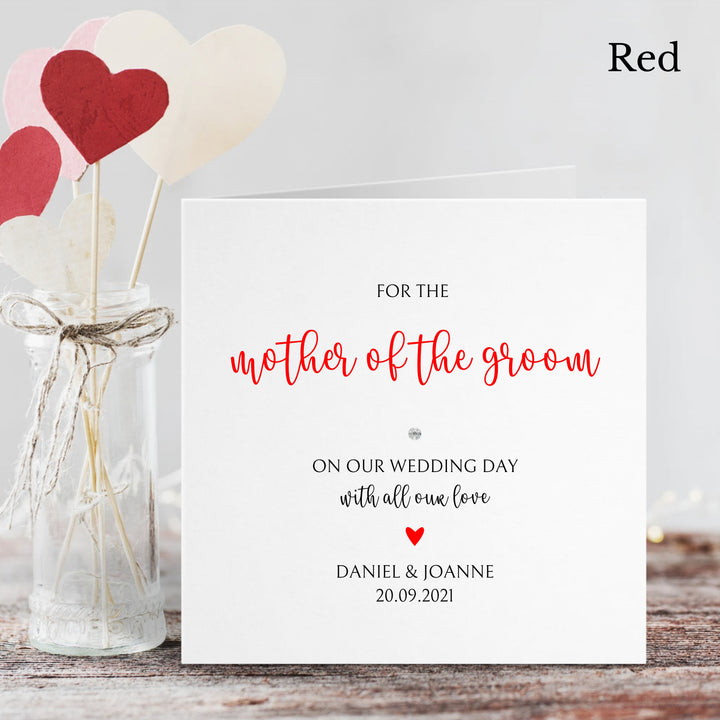 Personalised Love Heart Mother of the Groom Wedding Day Card