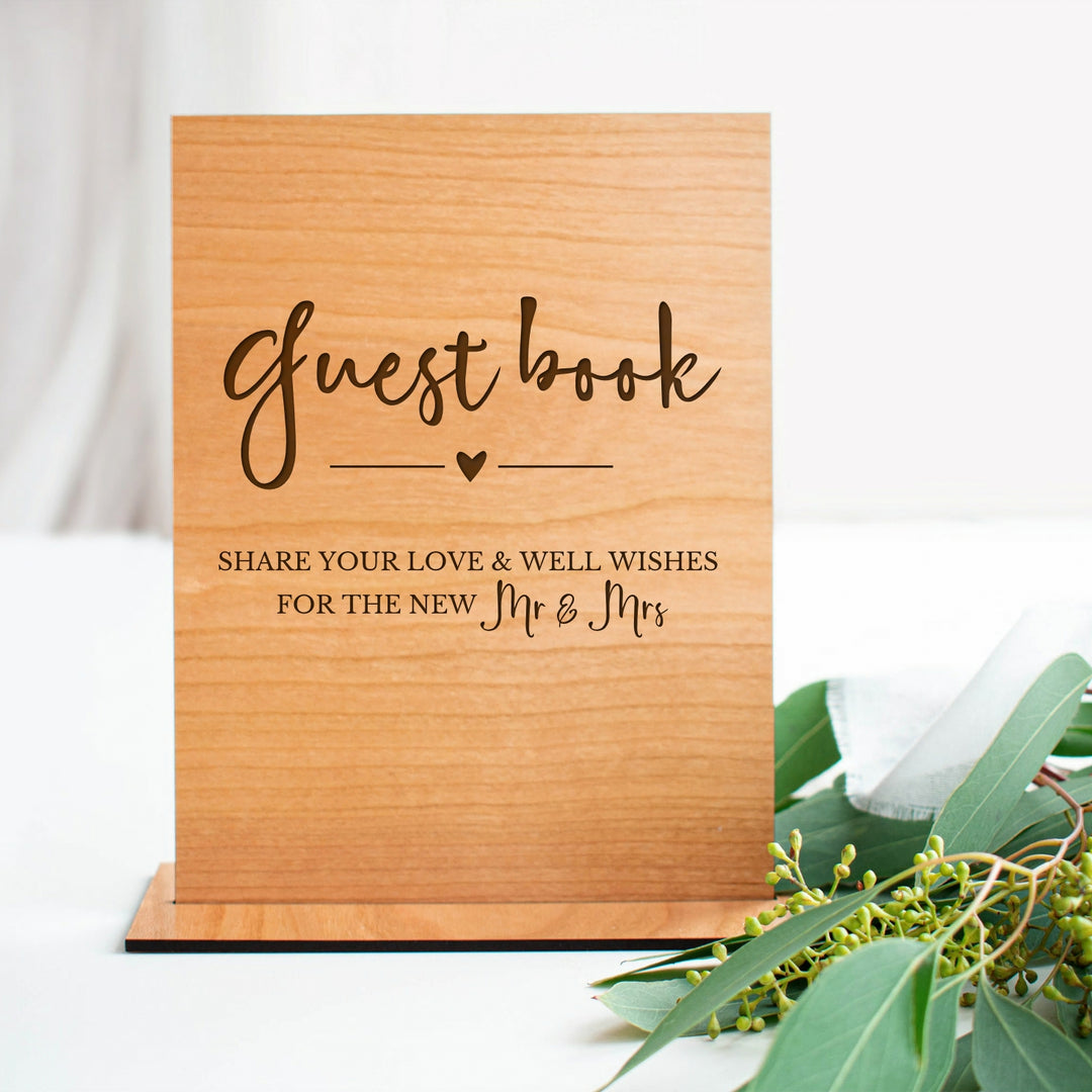 Wooden Laser Engraved Wedding Guest Book Sign
