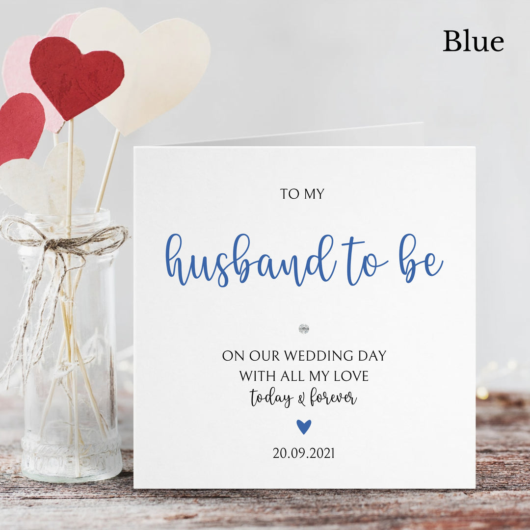 Personalised Love Heart Husband to be Wedding Day Card