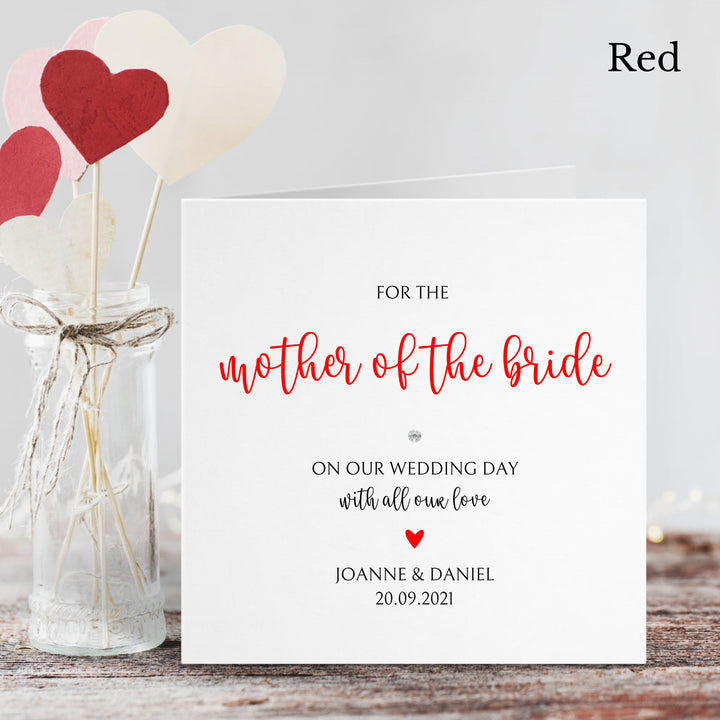 Personalised Love Heart Mother of the Bride Wedding Day Card