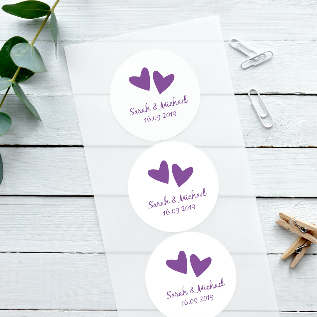 Personalised Glossy White Stickers Love Heart Wedding Sticker