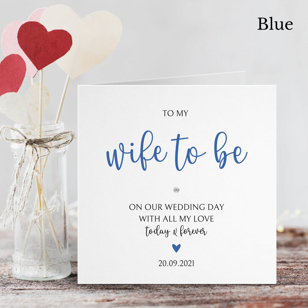 Personalised Love Heart Wife to be Wedding Day Card