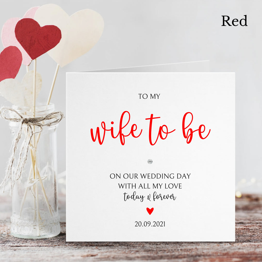 Personalised Love Heart Wife to be Wedding Day Card