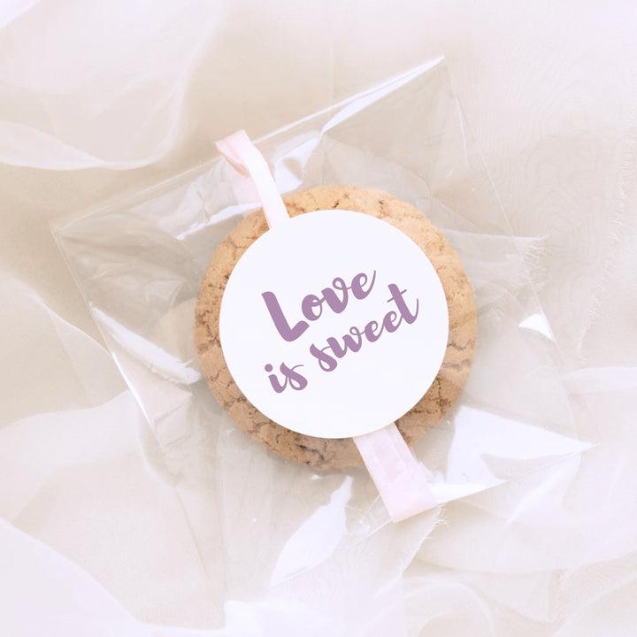 Biodegradable Glossy White Stickers Contemporary Love is Sweet Wedding Sticker