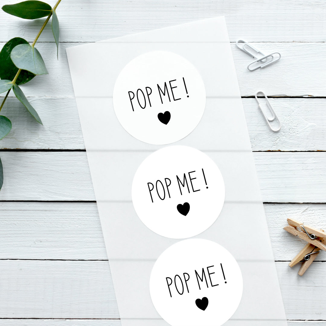 Glossy White Stickers Pop Me Wedding Sticker Confetti Label