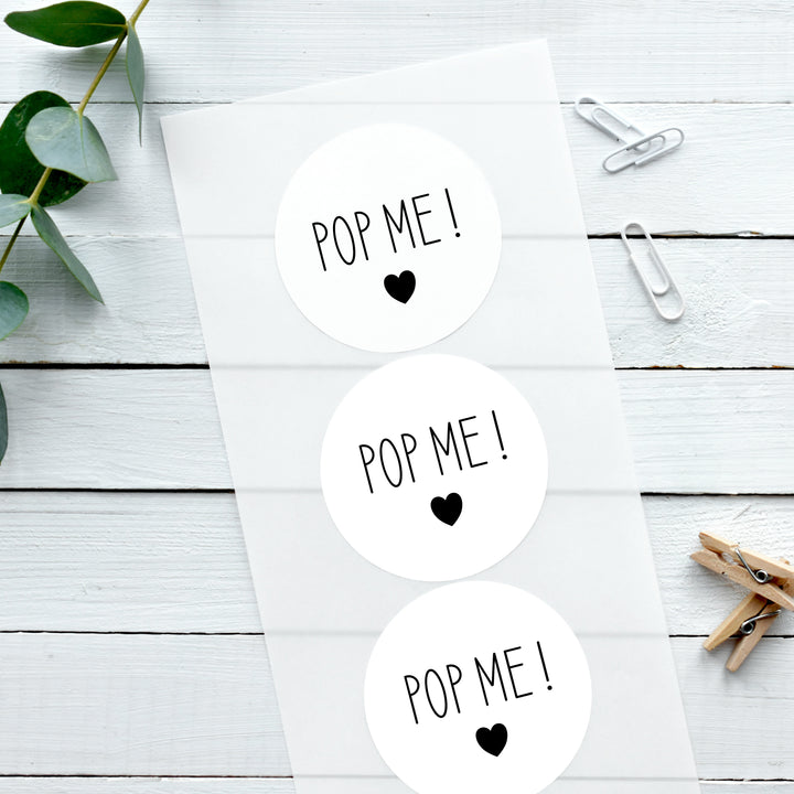 Glossy White Stickers Pop Me Wedding Sticker Confetti Label