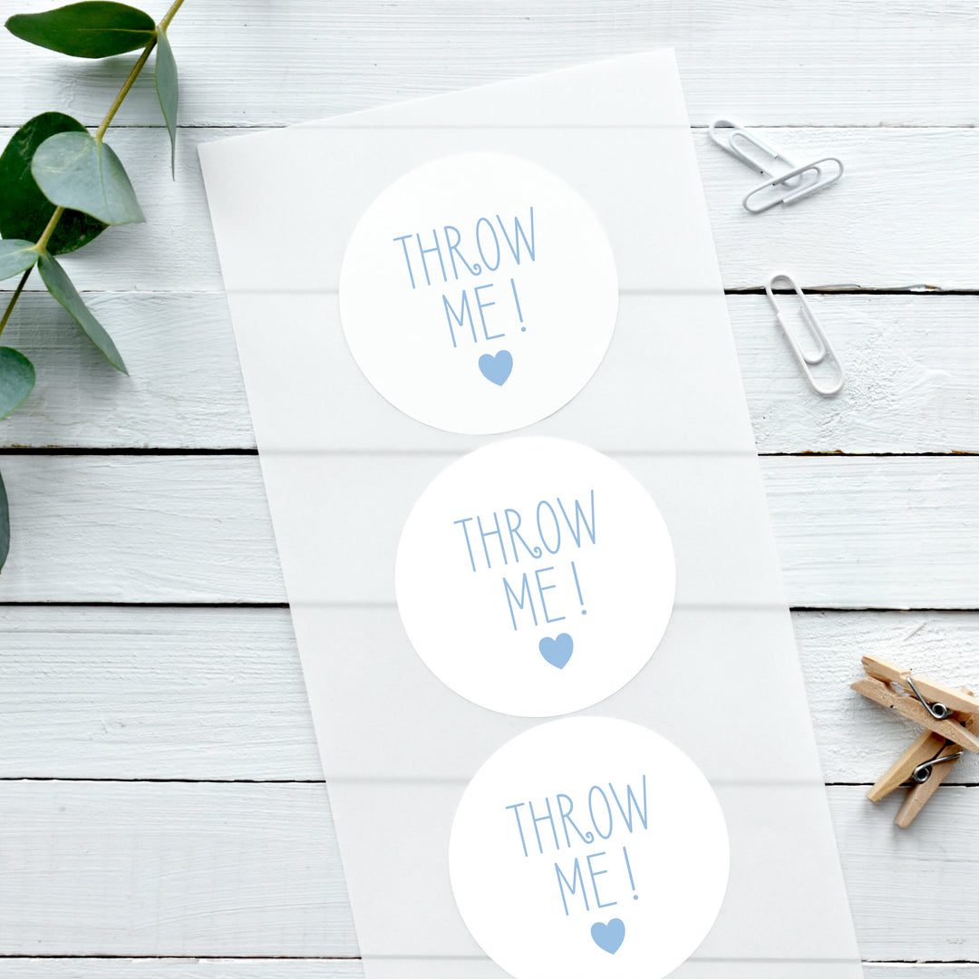Glossy White Stickers Throw Me Wedding Sticker Confetti Label