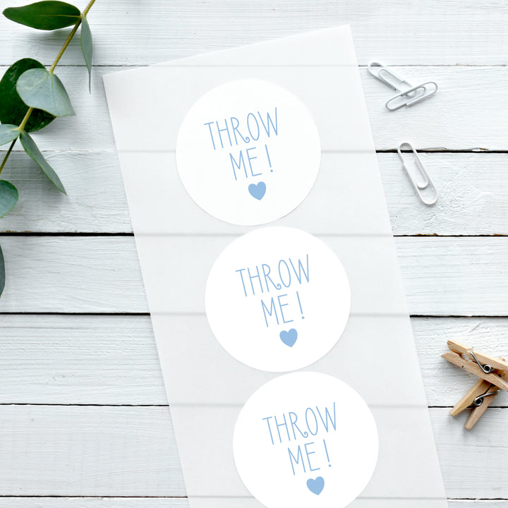 Glossy White Stickers Throw Me Wedding Sticker Confetti Label