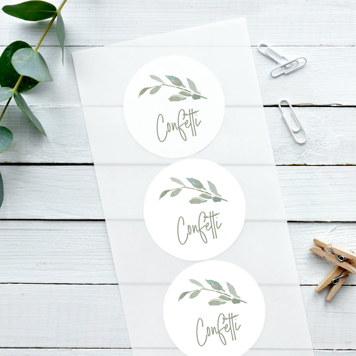 Glossy White Stickers Watercolour Leaf Confetti Wedding Confetti Stickers