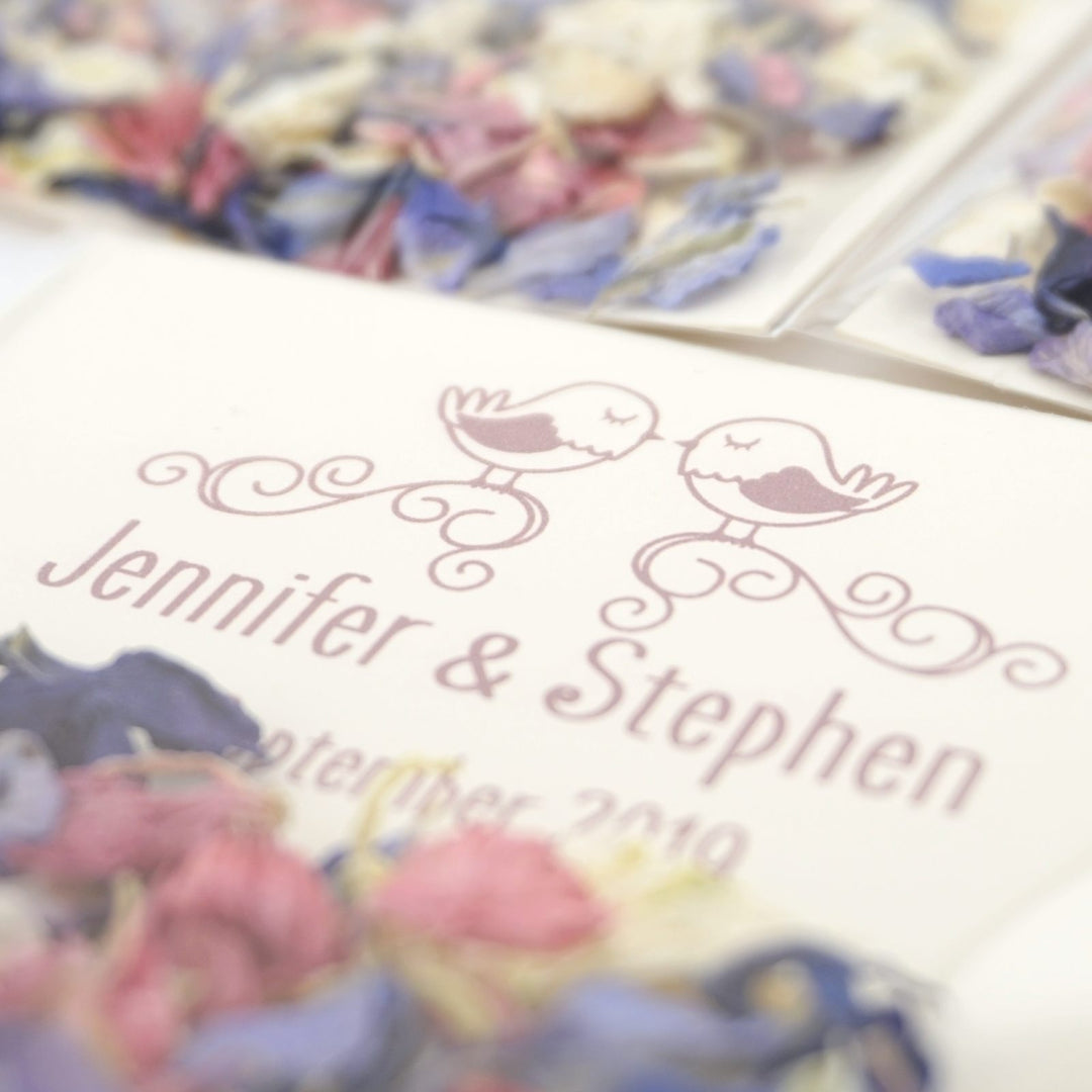 Personalised Love Birds Confetti Envelopes Eco-friendly Biodegradable