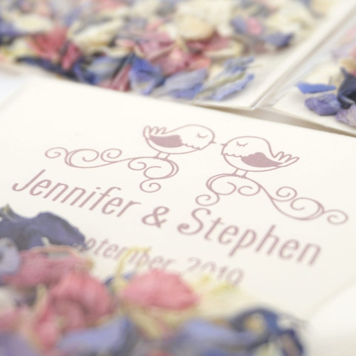 Personalised Love Birds Confetti Envelopes Eco-friendly Biodegradable