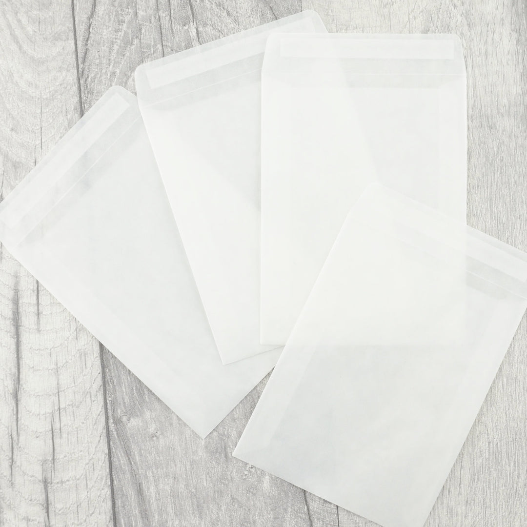 Glassine Envelopes with Peel & Seal Flap 9x11.7cm (Empty)