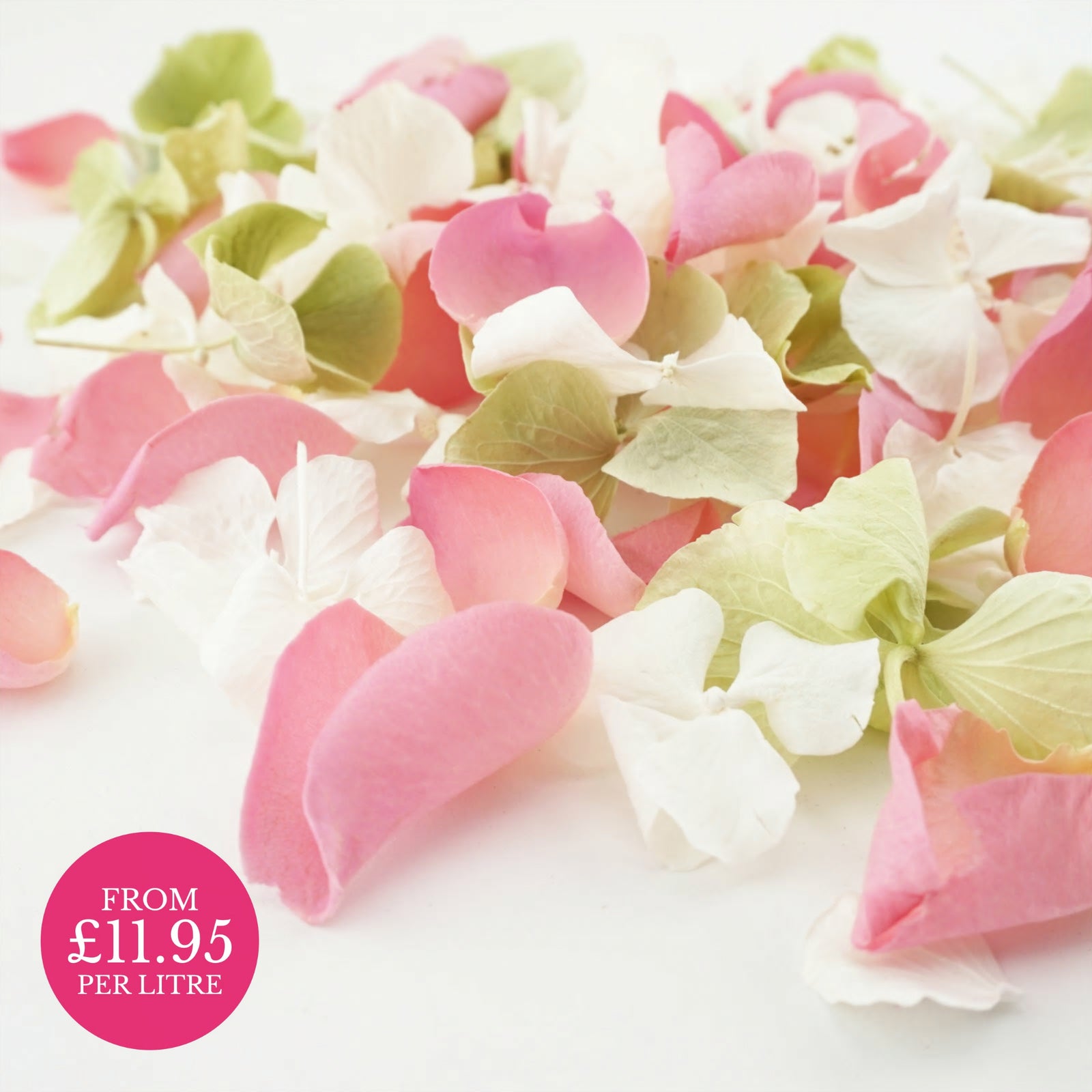 Freeze-dried hydrangea and rose petal mix - wedding confetti petals - biodegradable confetti - natural confetti - real flower petals - Afternoon Tea green pink ivory - The Dried Petal Company
