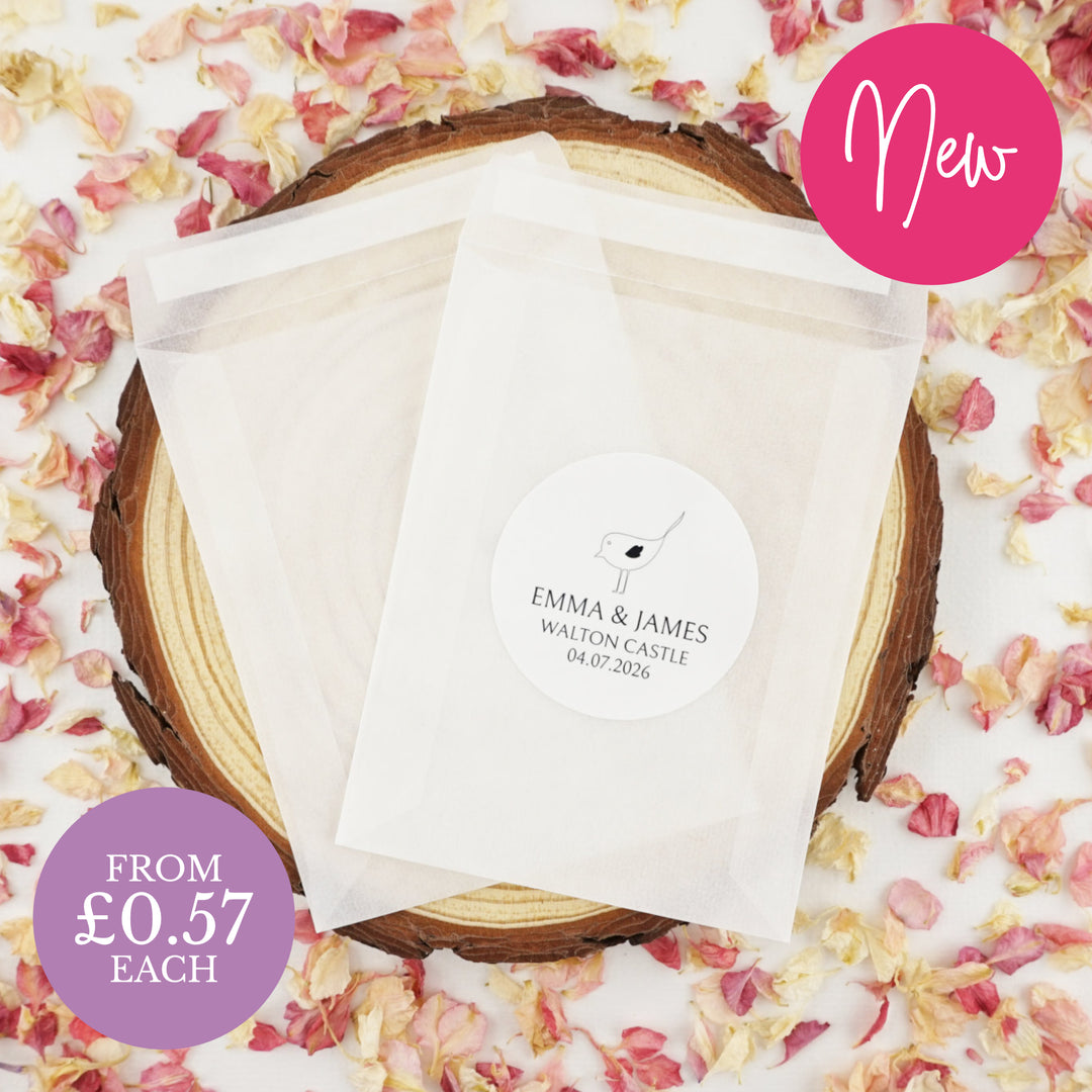 Personalised Glassine Envelopes for Confetti Bags Bird DIY (Empty)