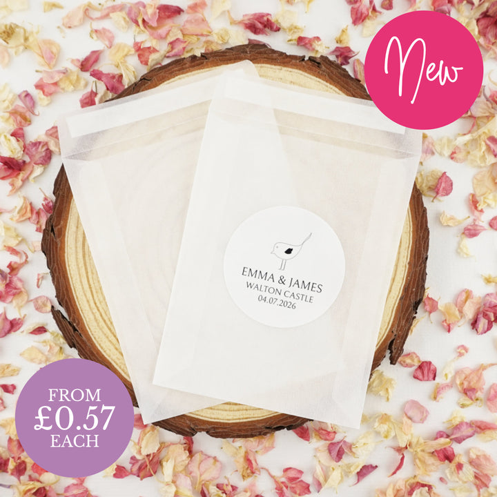Personalised Glassine Envelopes for Confetti Bags Bird DIY (Empty)