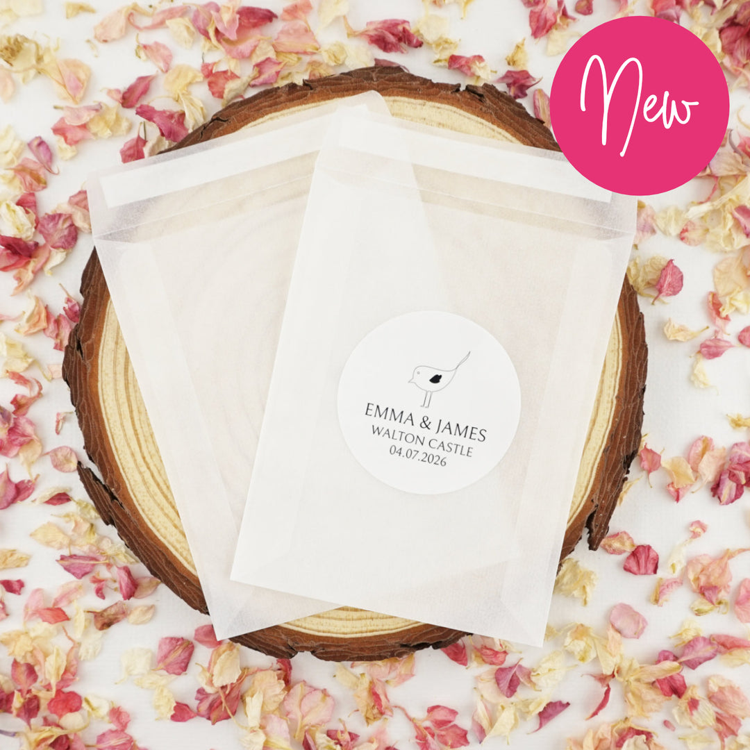 Personalised Glassine Envelopes for Confetti Bags Bird DIY (Empty)
