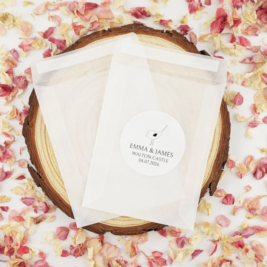 Personalised Glassine Envelopes for Confetti Bags Bird DIY (Empty)