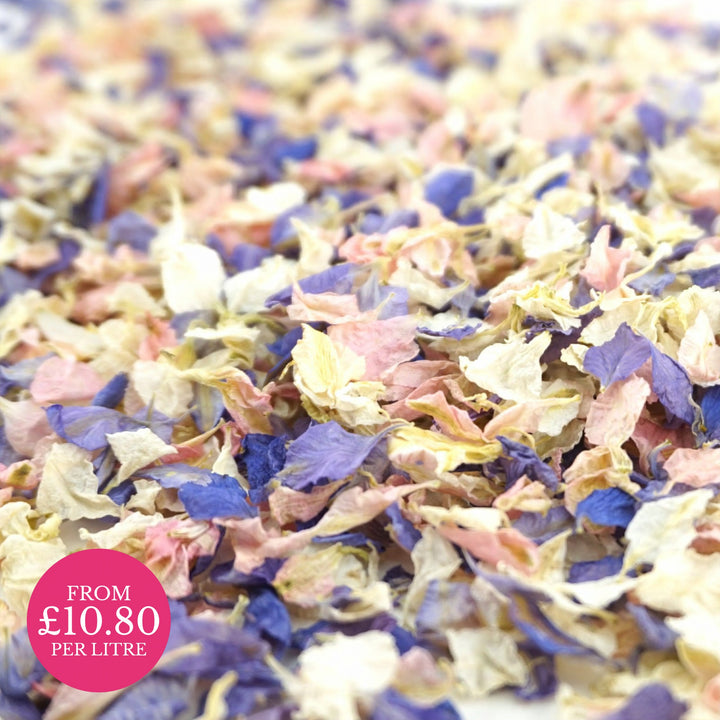 Blossom - Dried Petal Wedding Confetti - larkspur petals - british grown - natural confetti - biodegradable confetti - flower confetti - The Dried Petal Company