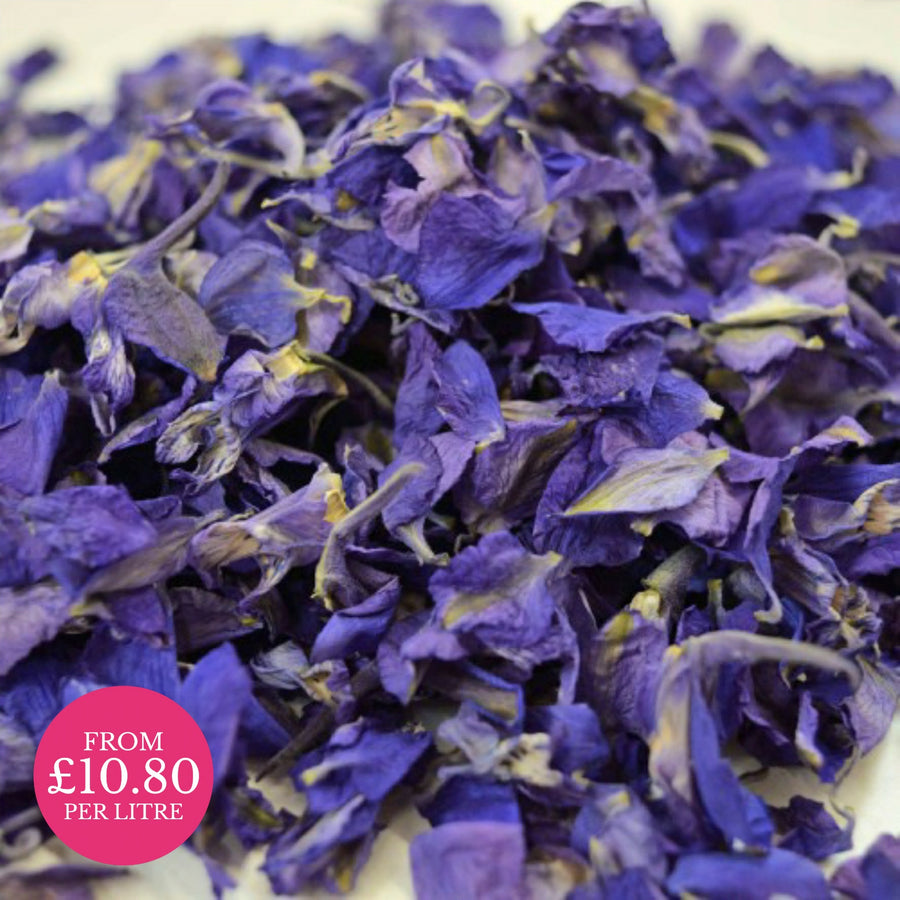 Blueberry - Dried Petal Wedding Confetti - larkspur petals - british grown - natural confetti - biodegradable confetti - flower confetti - The Dried Petal Company