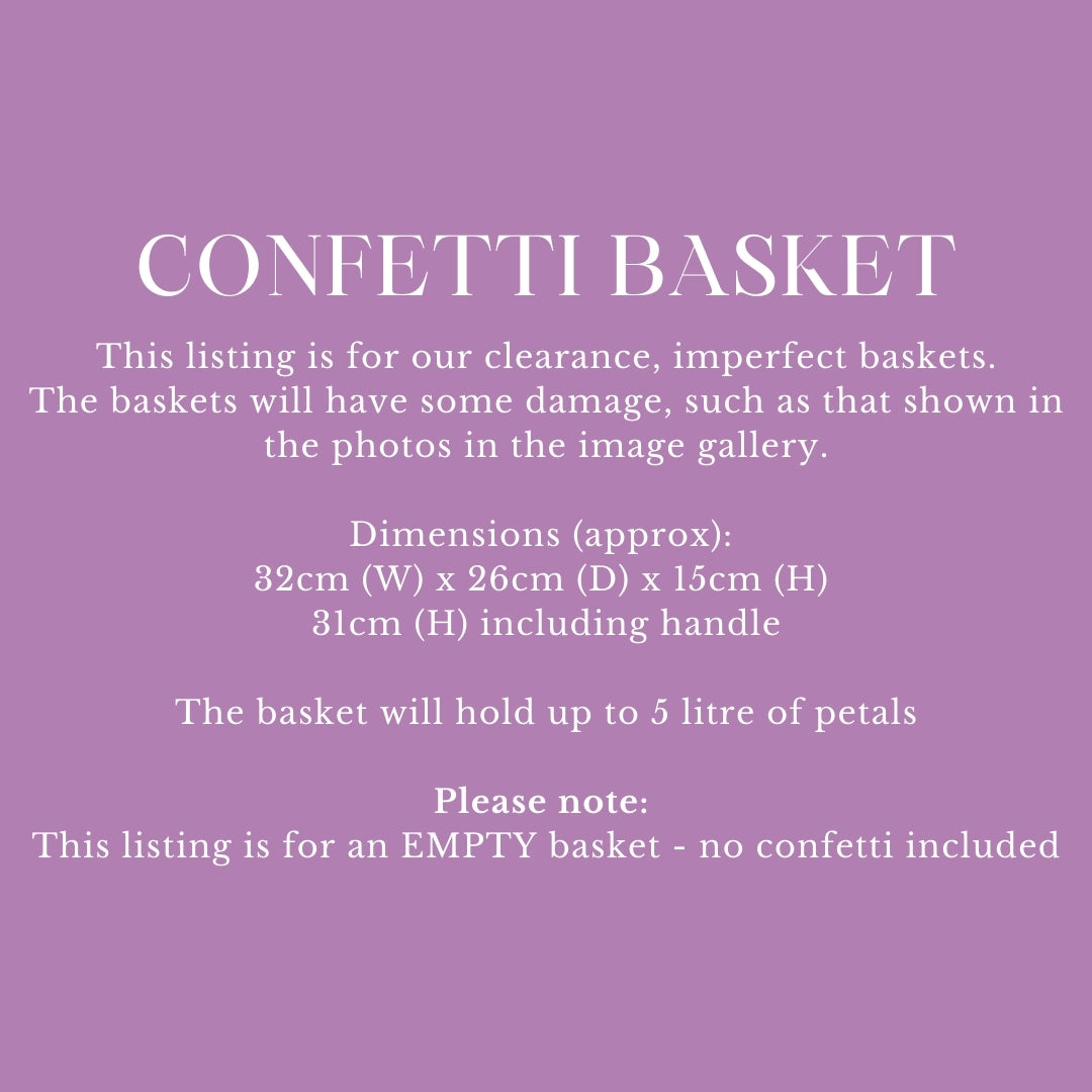 CLEARANCE - IMPERFECT QUALITY Confetti Basket for up to 5 Litres of Petals (Empty)