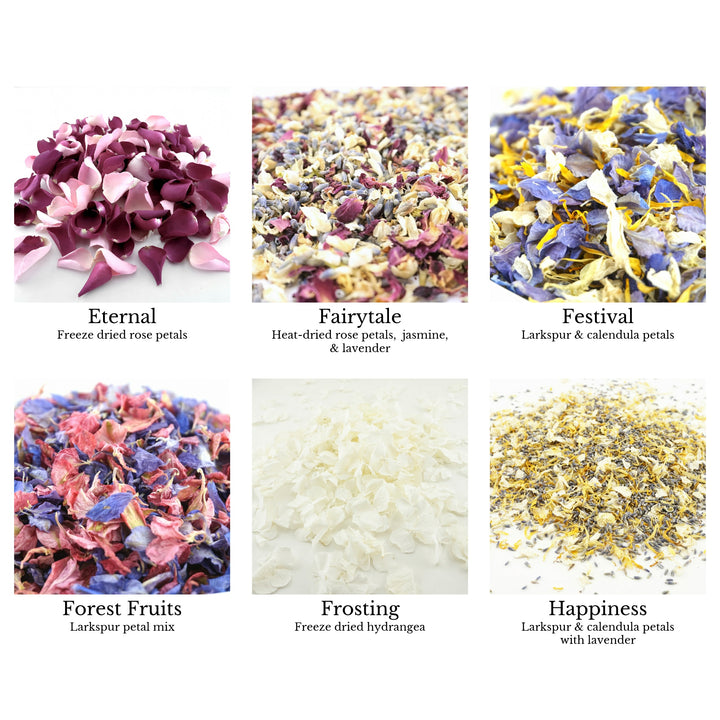 Confetti petals colour chart page 3 - choose your confetti petals - dried petal confetti - biodegradable confetti - natural confetti - The Dried Petal Company