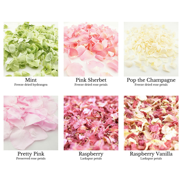 Confetti petals colour chart page 5 - choose your confetti petals - dried petal confetti - biodegradable confetti - natural confetti - The Dried Petal Company