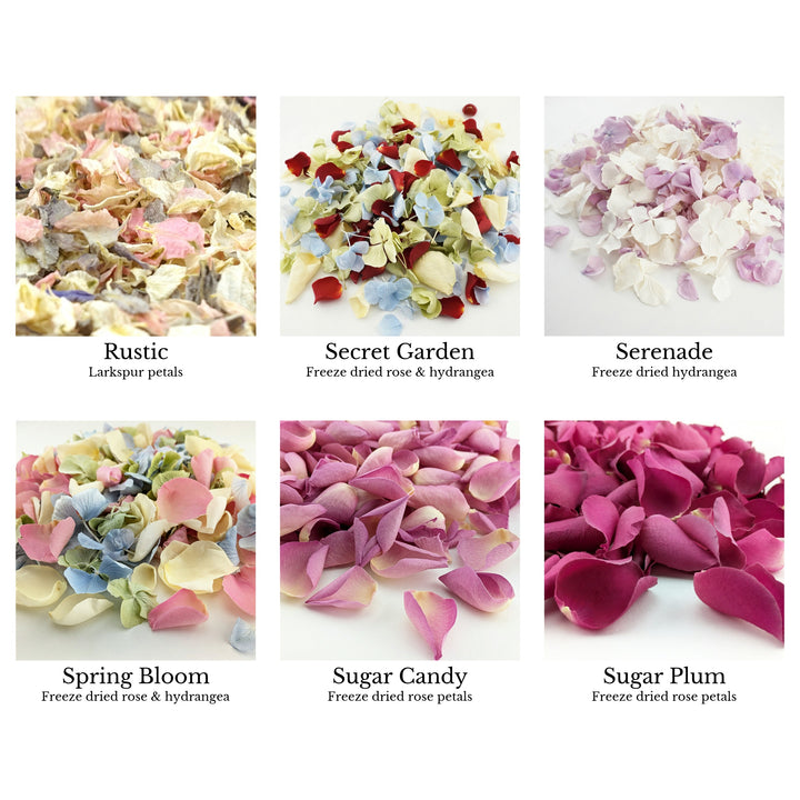 Confetti petals colour chart page 6 - choose your confetti petals - dried petal confetti - biodegradable confetti - natural confetti - The Dried Petal Company