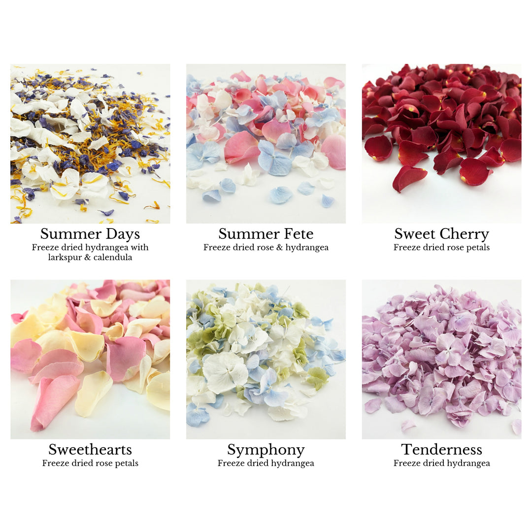 Confetti petals colour chart page 7 - choose your confetti petals - dried petal confetti - biodegradable confetti - natural confetti - The Dried Petal Company