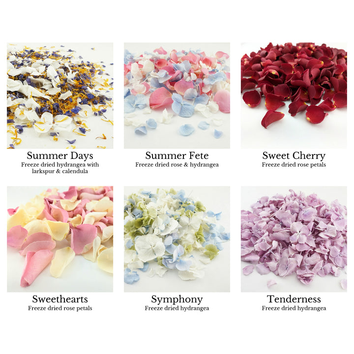 Confetti petals colour chart page 7 - choose your confetti petals - dried petal confetti - biodegradable confetti - natural confetti - The Dried Petal Company