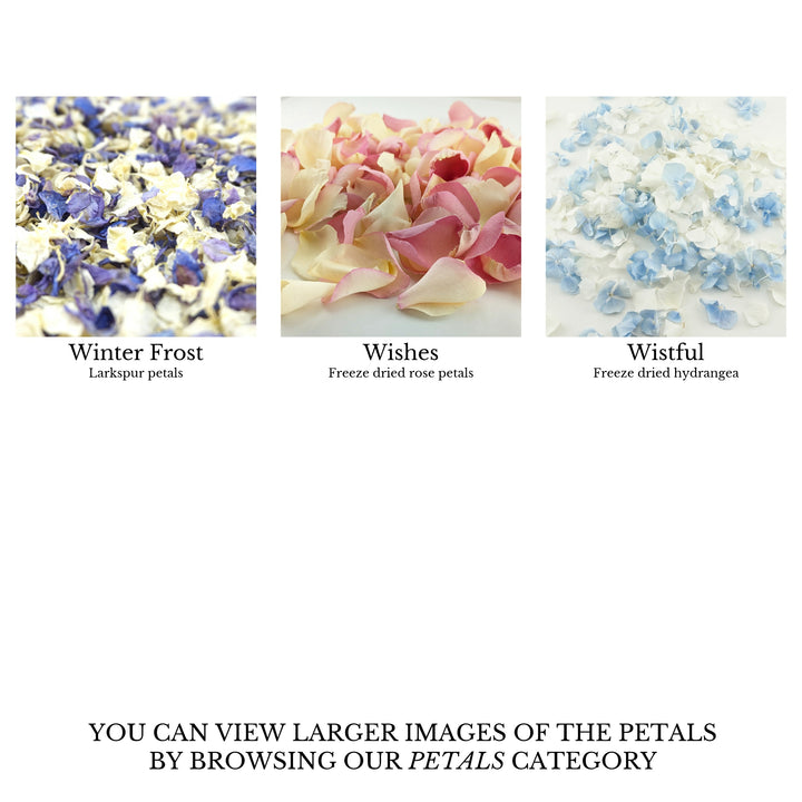 Confetti petals colour chart page 9 - choose your confetti petals - dried petal confetti - biodegradable confetti - natural confetti - The Dried Petal Company