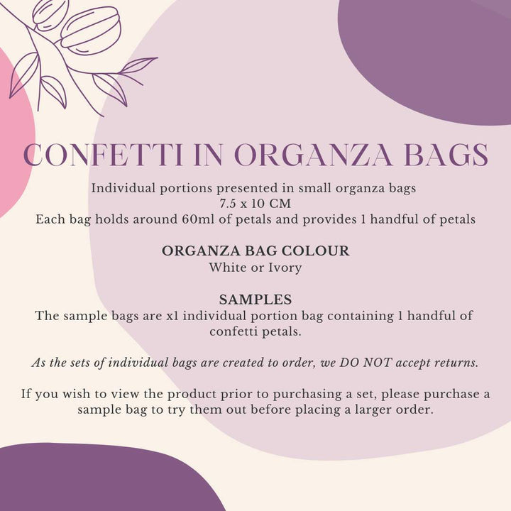 Fairytale Dried Petal Wedding Confetti in Organza Bags