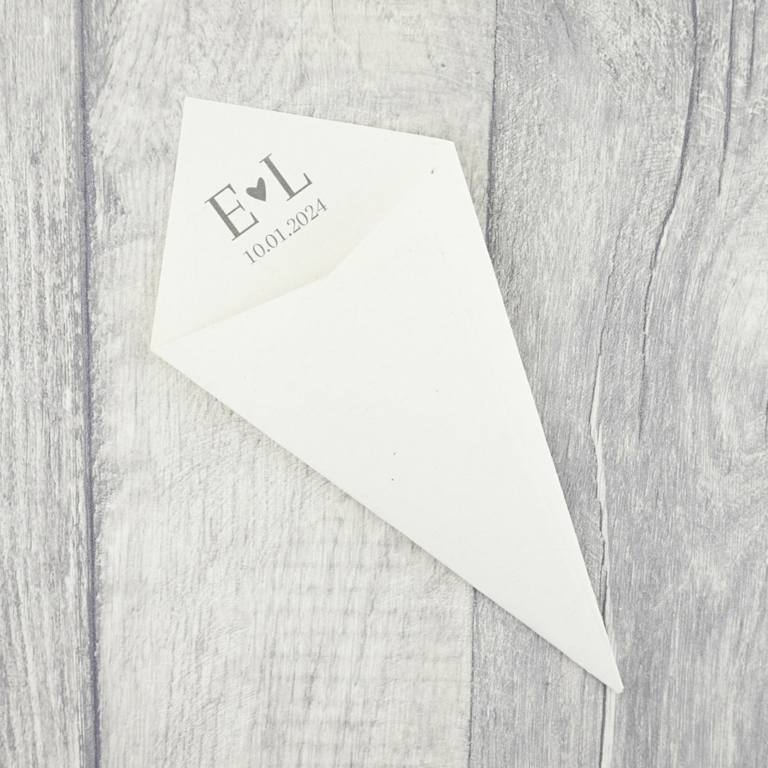 Handcrafted Personalised Enchanting Initials Wedding Confetti Cones