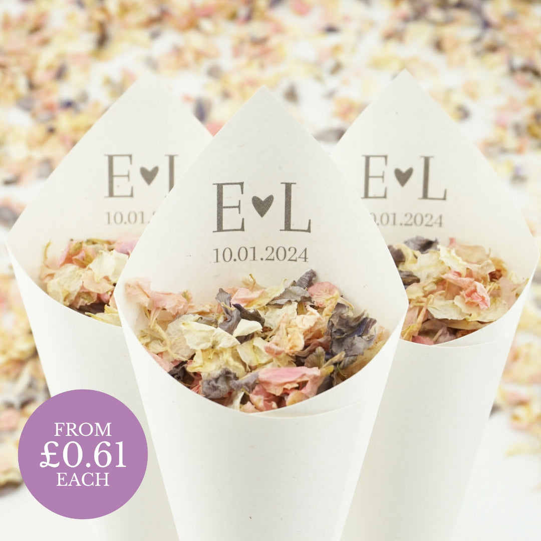 Personalised Wedding Confetti Cones Enchanting