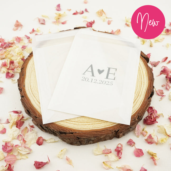 Personalised Glassine Envelopes for Confetti Bags Enchanting Initials (Empty)