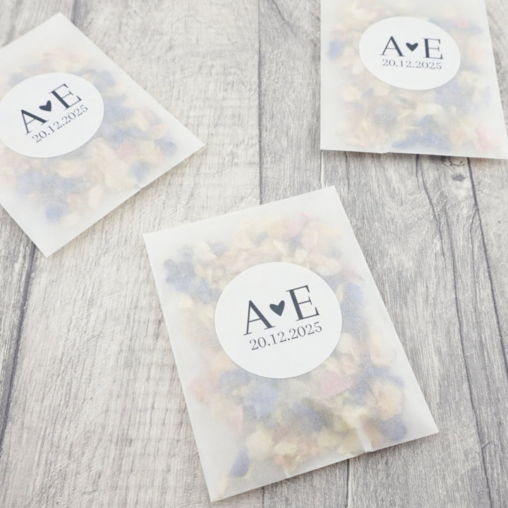 Glassine Envelopes Personalised Enchanting Sticker with Confetti Petals