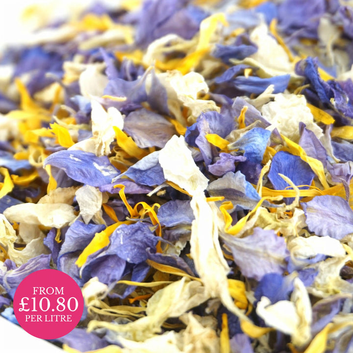 Festival - Dried Petal Wedding Confetti - larkspur and calendula petals - british grown - natural confetti - biodegradable confetti - flower confetti - The Dried Petal Company